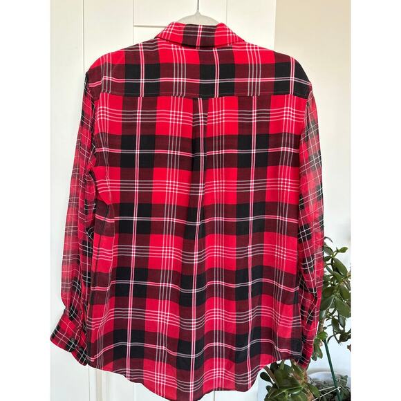 Equipment Femme 100% Silk Signature Silk Shirt Red and Black Plaid, Size S, EUC - Picture 4 of 6